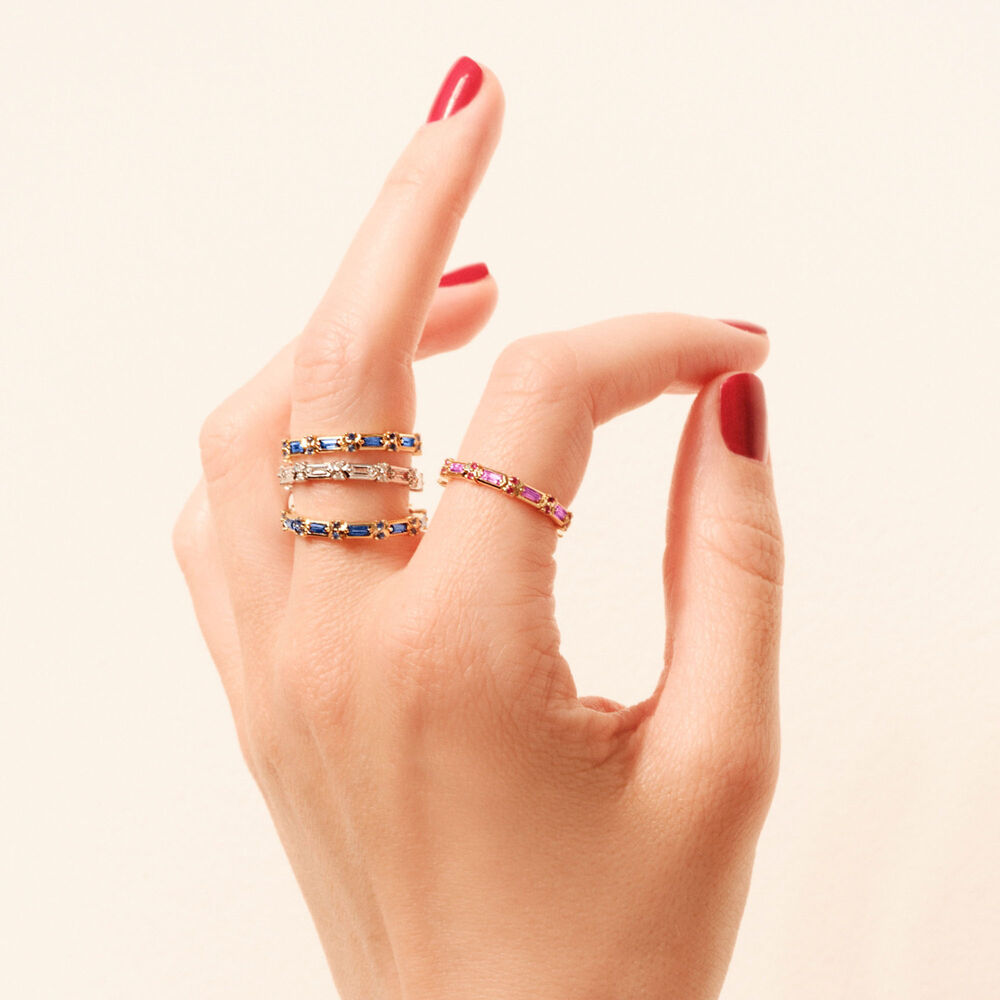 18ct Gold Pink Sapphire Baguette Ring | Annoushka jewelley
